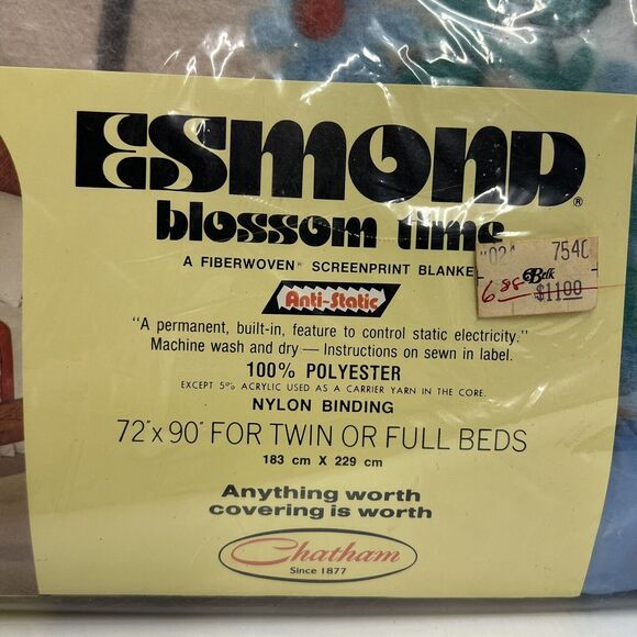 Esmond‎ Blossom Time Fiberwoven Screenprint Polyester Floral Blanket 72 x 90 - Picture 10 of 10